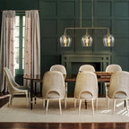 Applique murale linéaire moderne noire et dorée à 3 lumières pour îlot de cuisine, avec abat-jour en verre transparent