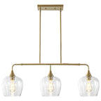 Applique murale linéaire moderne noire et dorée à 3 lumières pour îlot de cuisine, avec abat-jour en verre transparent