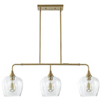 Applique murale linéaire moderne noire et dorée à 3 lumières pour îlot de cuisine, avec abat-jour en verre transparent