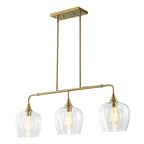 Applique murale linéaire moderne noire et dorée à 3 lumières pour îlot de cuisine, avec abat-jour en verre transparent