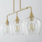 Applique murale linéaire moderne noire et dorée à 3 lumières pour îlot de cuisine, avec abat-jour en verre transparent