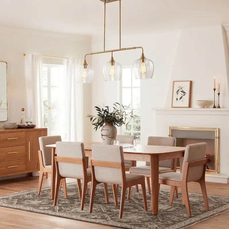 Applique murale linéaire moderne noire et dorée à 3 lumières pour îlot de cuisine, avec abat-jour en verre transparent