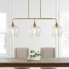 Applique murale linéaire moderne noire et dorée à 3 lumières pour îlot de cuisine, avec abat-jour en verre transparent