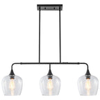 Applique murale linéaire moderne noire et dorée à 3 lumières pour îlot de cuisine, avec abat-jour en verre transparent