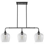 Applique murale linéaire moderne noire et dorée à 3 lumières pour îlot de cuisine, avec abat-jour en verre transparent