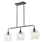 Applique murale linéaire moderne noire et dorée à 3 lumières pour îlot de cuisine, avec abat-jour en verre transparent