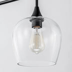 Applique murale linéaire moderne noire et dorée à 3 lumières pour îlot de cuisine, avec abat-jour en verre transparent