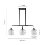 Applique murale linéaire moderne noire et dorée à 3 lumières pour îlot de cuisine, avec abat-jour en verre transparent