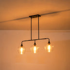 Applique murale linéaire moderne noire et dorée à 3 lumières pour îlot de cuisine, avec abat-jour en verre transparent