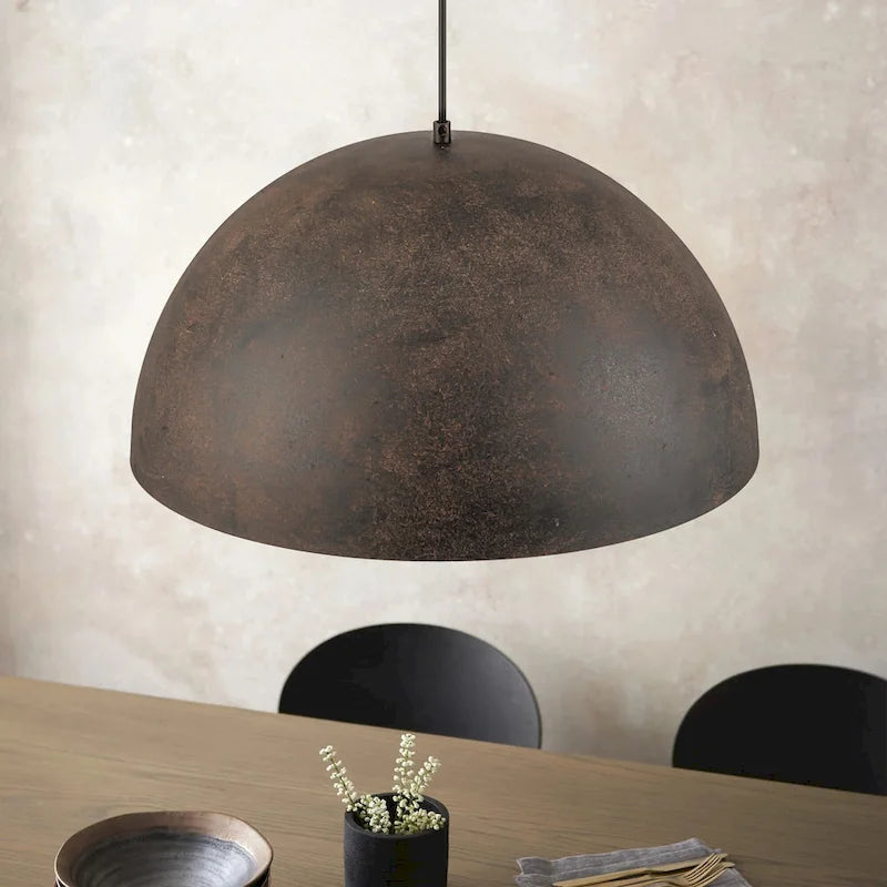 Suspension industrielle vintage antique noire/marron à dôme doré pour îlot de cuisine - 19,6 po L x 11,8 po H