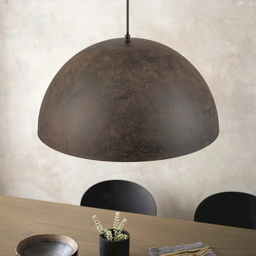 Suspension industrielle vintage antique noire/marron à dôme doré pour îlot de cuisine - 19,6 po L x 11,8 po H