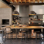 Suspension industrielle vintage antique noire/marron à dôme doré pour îlot de cuisine - 19,6 po L x 11,8 po H