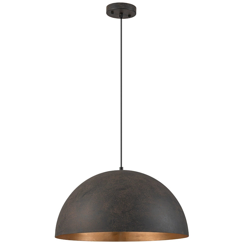 Suspension industrielle vintage antique noire/marron à dôme doré pour îlot de cuisine - 19,6 po L x 11,8 po H
