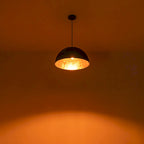 Suspension industrielle vintage antique noire/marron à dôme doré pour îlot de cuisine - 19,6 po L x 11,8 po H