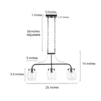 Lustre linéaire moderne à 3 lumières en verre bullé, style ferme, pour îlot de salle à manger - L25 x l5 x H14