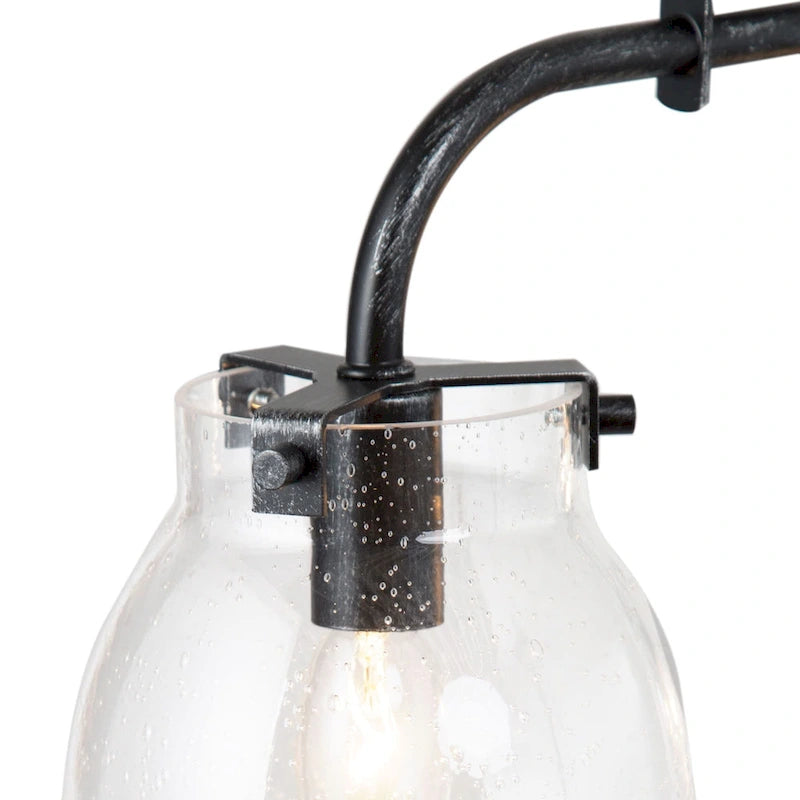 Lustre linéaire moderne à 3 lumières en verre bullé, style ferme, pour îlot de salle à manger - L25 x l5 x H14