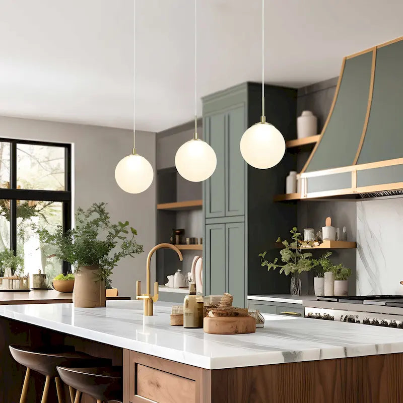 Lustre moderne à 3 lumières LED dorées, éclairage linéaire en verre pour îlot de salle à manger - 23