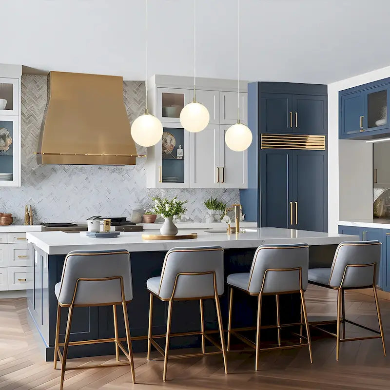 Lustre moderne à 3 lumières LED dorées, éclairage linéaire en verre pour îlot de salle à manger - 23