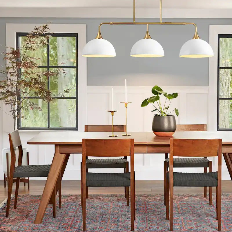 Suspensions linéaires industrielles à 3 lumières en forme de dôme pour îlot de cuisine