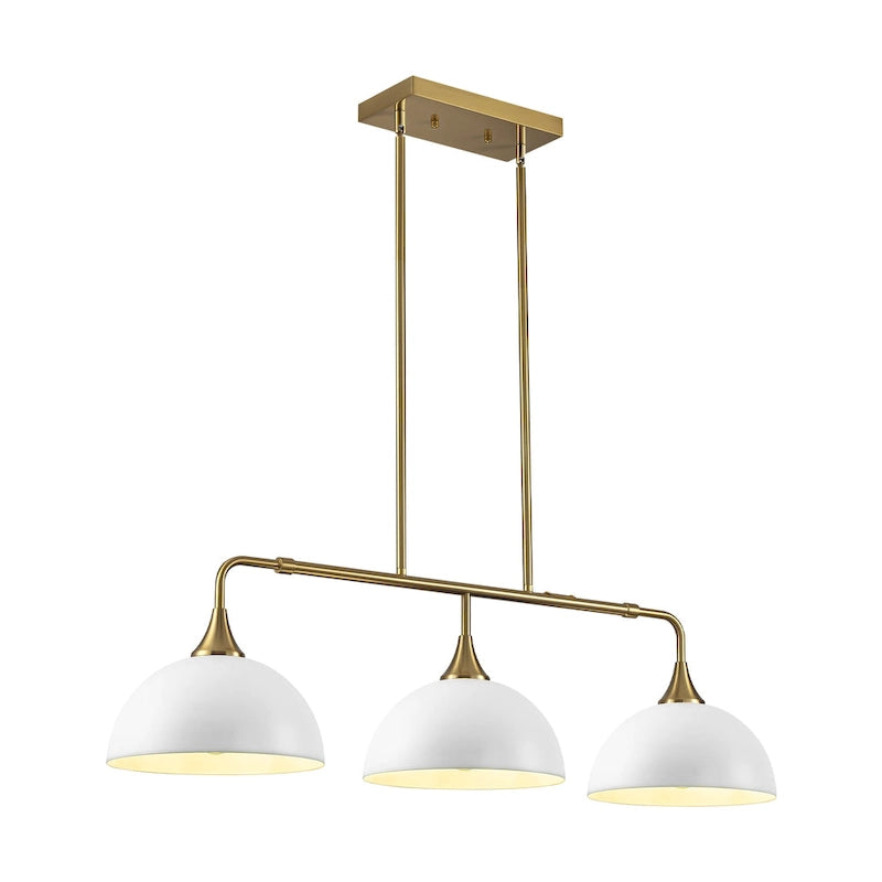 Suspensions linéaires industrielles à 3 lumières en forme de dôme pour îlot de cuisine