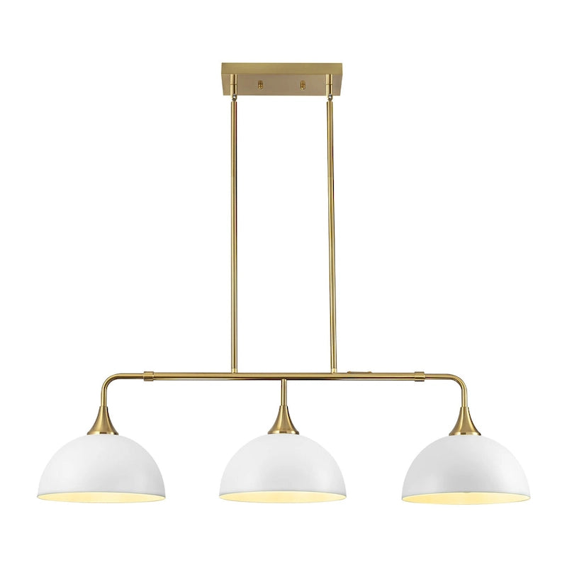 Suspensions linéaires industrielles à 3 lumières en forme de dôme pour îlot de cuisine