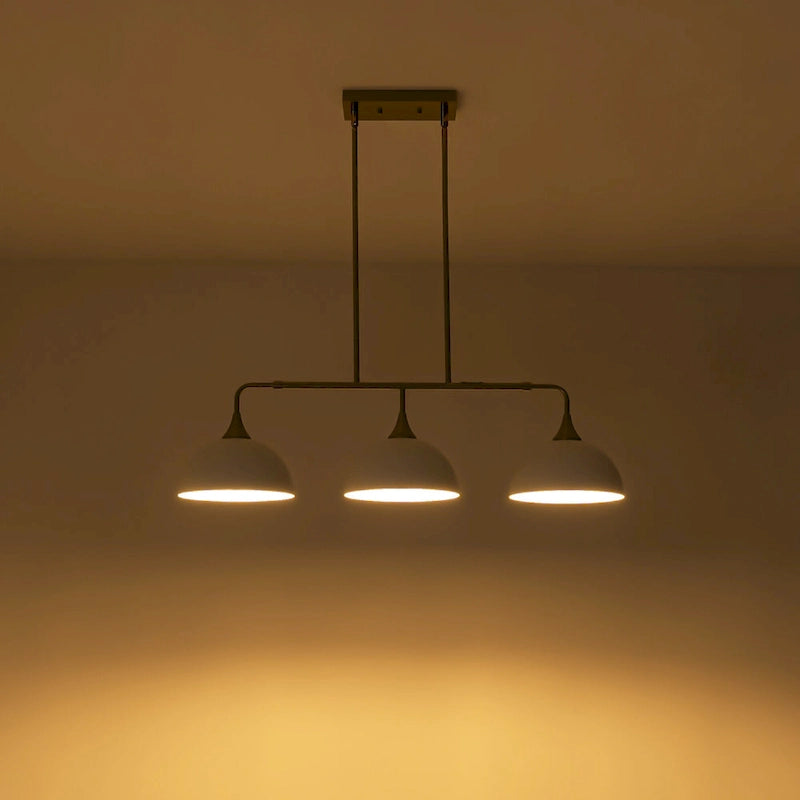 Suspensions linéaires industrielles à 3 lumières en forme de dôme pour îlot de cuisine