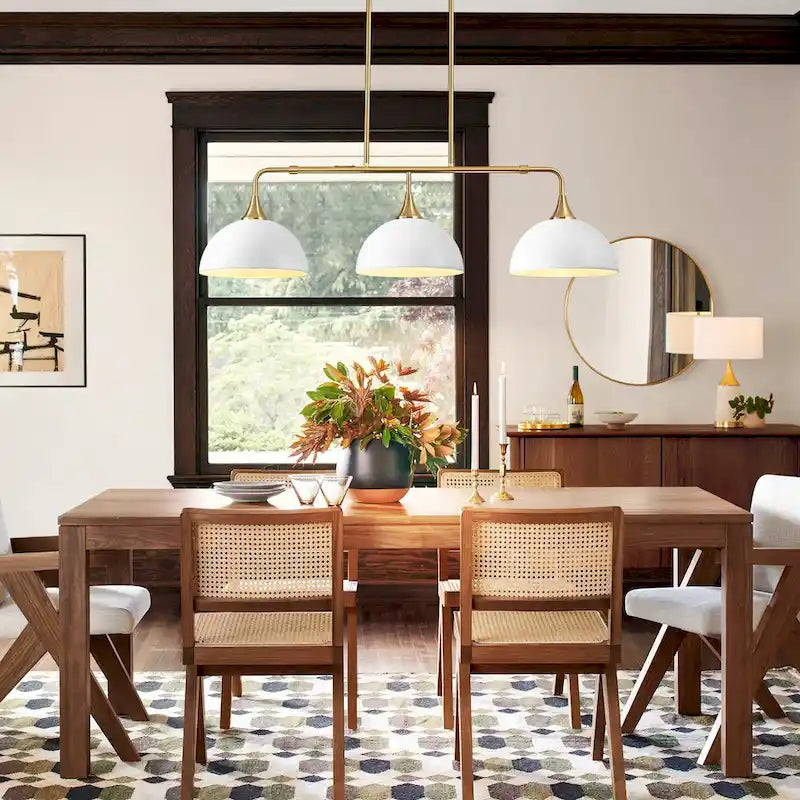 Suspensions linéaires industrielles à 3 lumières en forme de dôme pour îlot de cuisine