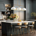 Suspensions linéaires industrielles à 3 lumières en forme de dôme pour îlot de cuisine