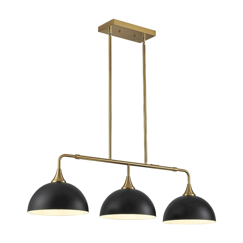 Suspensions linéaires industrielles à 3 lumières en forme de dôme pour îlot de cuisine