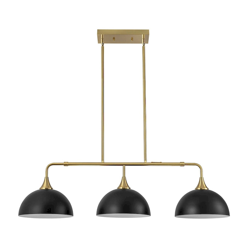 Suspensions linéaires industrielles à 3 lumières en forme de dôme pour îlot de cuisine