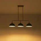 Suspensions linéaires industrielles à 3 lumières en forme de dôme pour îlot de cuisine