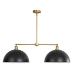 Suspension linéaire industrielle noire moderne à 2 lumières en forme de dôme pour îlot de cuisine - 98 cm (L) x 29 cm (H) x 38 cm (P)