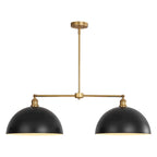 Suspension linéaire industrielle noire moderne à 2 lumières en forme de dôme pour îlot de cuisine - 98 cm (L) x 29 cm (H) x 38 cm (P)