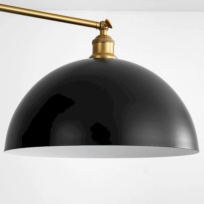 Suspension linéaire industrielle noire moderne à 2 lumières en forme de dôme pour îlot de cuisine - 98 cm (L) x 29 cm (H) x 38 cm (P)