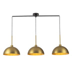 Lustre linéaire moderne à 3 lumières en laiton avec dôme pour îlot de cuisine - W53.2