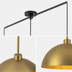 Lustre linéaire moderne à 3 lumières en laiton avec dôme pour îlot de cuisine - W53.2