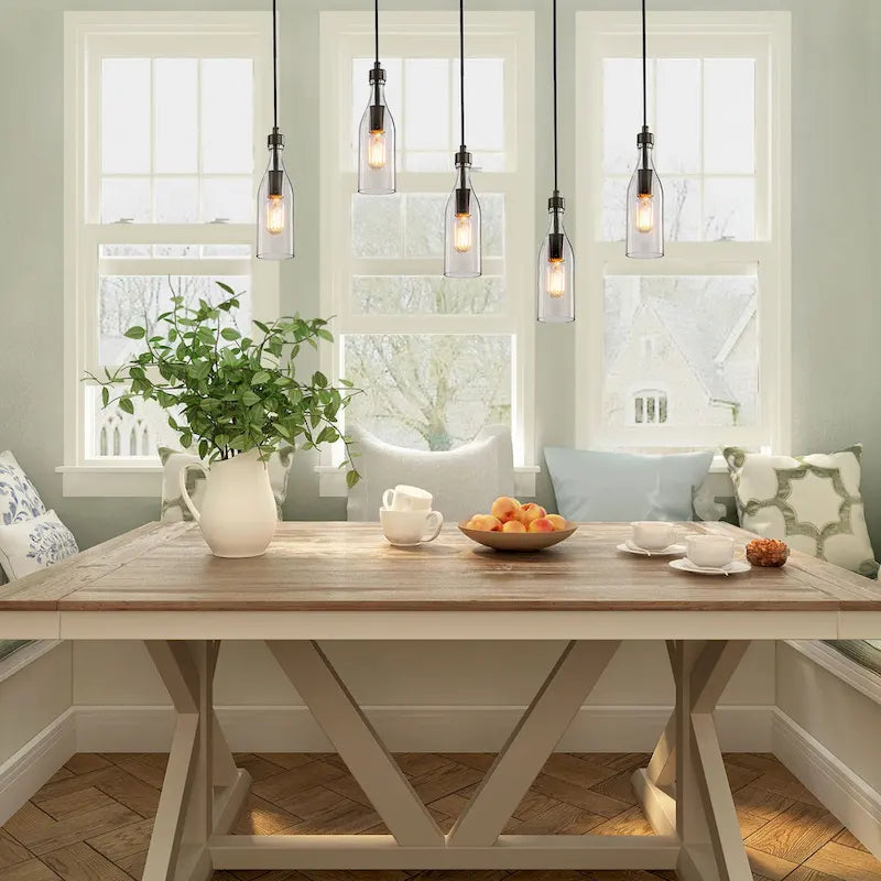 Suspension moderne de style ferme à une lumière en verre bouteille pour îlot de salle à manger