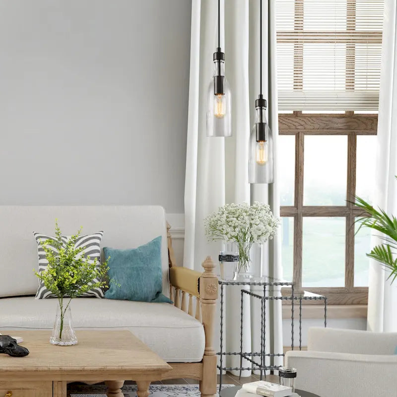 Suspension moderne de style ferme à une lumière en verre bouteille pour îlot de salle à manger