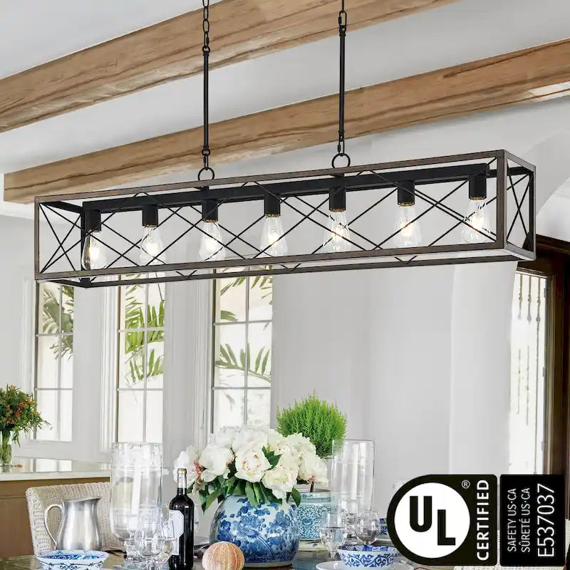 7-Light 48In Linear Modern Farmhouse Kitchen Chandelier - 48 