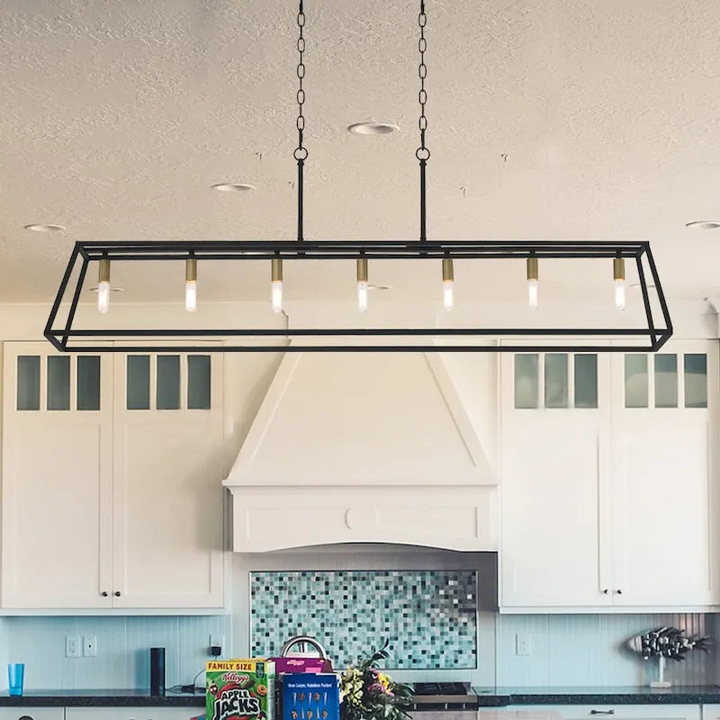 Luminaire pour îlot de cuisine moderne de style ferme, 7 lumières - 55