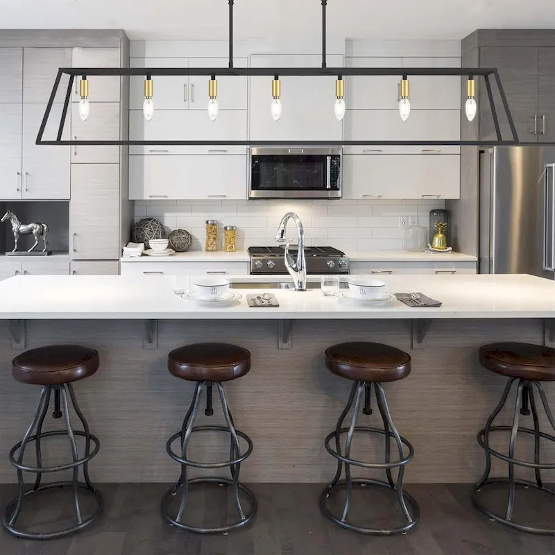 Luminaire pour îlot de cuisine moderne de style ferme, 7 lumières - 55