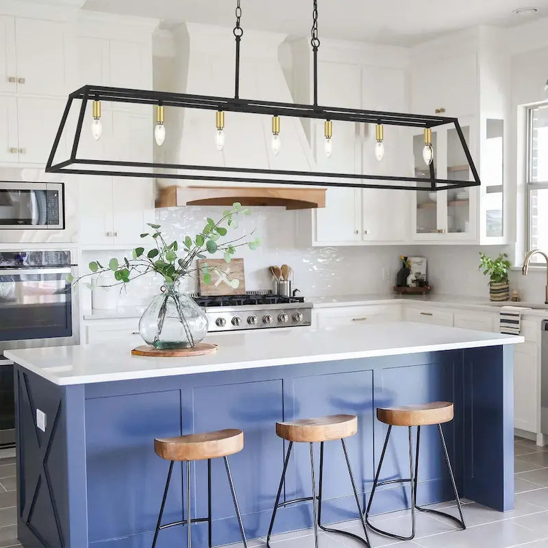 Luminaire pour îlot de cuisine moderne de style ferme, 7 lumières - 55