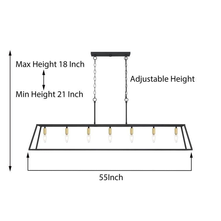 Luminaire pour îlot de cuisine moderne de style ferme, 7 lumières - 55