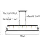 Luminaire pour îlot de cuisine moderne de style ferme, 7 lumières - 55