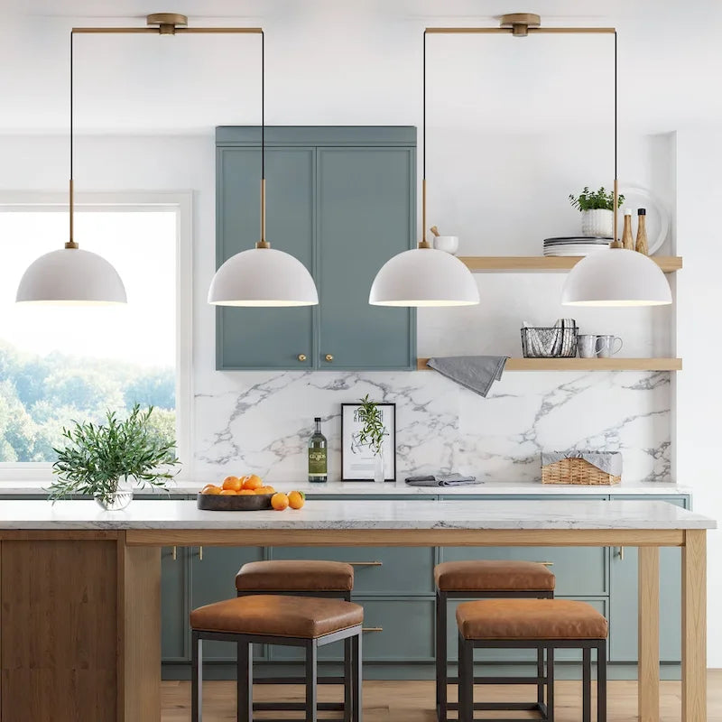 Suspension moderne Nathan James Percy à 2 lumières pour îlot central, avec abat-jour en métal et cordon ajustable