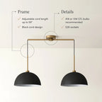 Suspension moderne Nathan James Percy à 2 lumières pour îlot central, avec abat-jour en métal et cordon ajustable