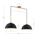 Suspension moderne Nathan James Percy à 2 lumières pour îlot central, avec abat-jour en métal et cordon ajustable