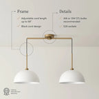 Suspension moderne Nathan James Percy à 2 lumières pour îlot central, avec abat-jour en métal et cordon ajustable