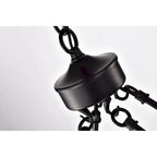 Luminaire linéaire îlot à 6 lumières noir mat et bois vieilli