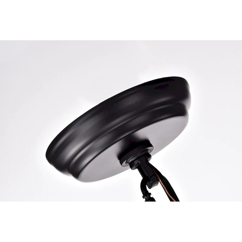 Luminaire linéaire îlot à 6 lumières noir mat et bois vieilli